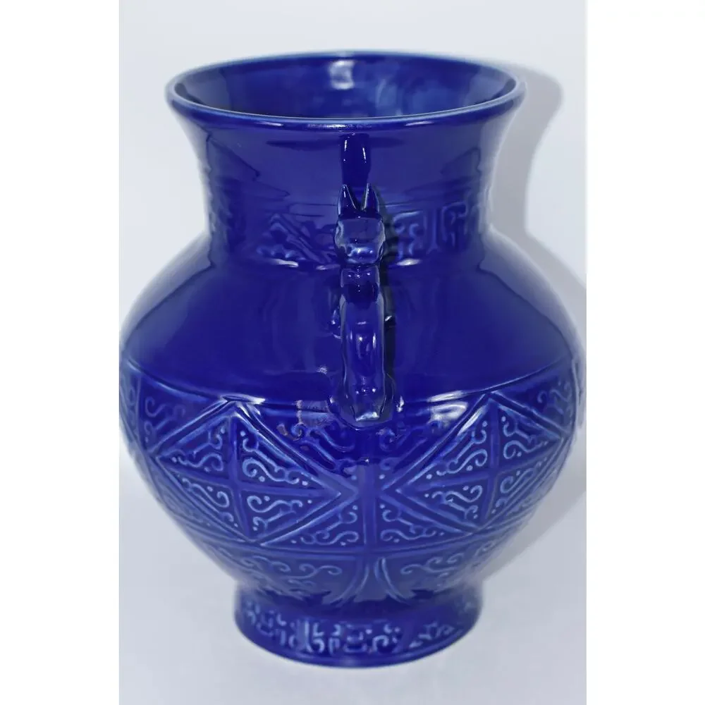 Chinese Cobalt Blue-glazed Alter Vessel Dragon Handles